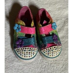 Twinkle Toes Skechers Toddler Size 5 Glitter Hook Loop Light-Up Shoes